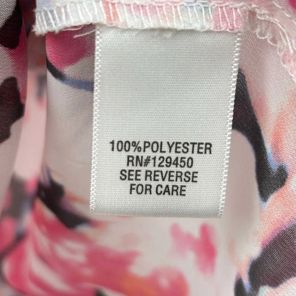 Apt 9 Henley Top Womens 1X Floral Roll Tab Sleeve Cottagecore